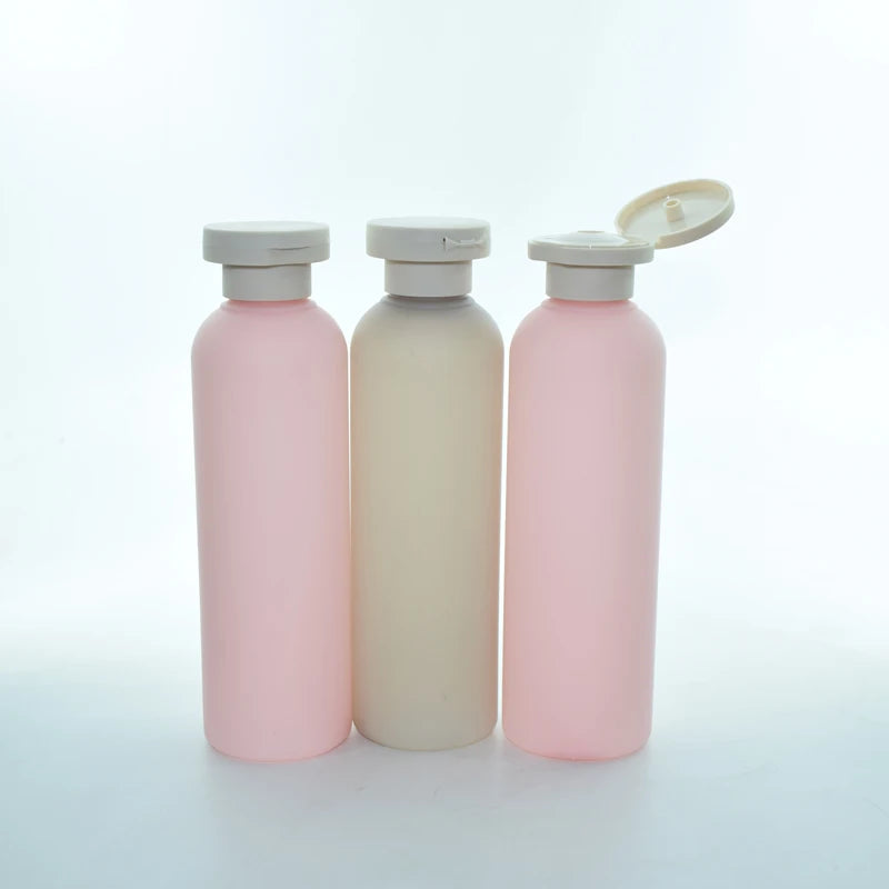Squeeze Shampoo HDPE Body Butter Bottle 260ml 300ml 500ml Pink Plastic Hair Conditioner Flip Top Cream Lotion Pump Bottles