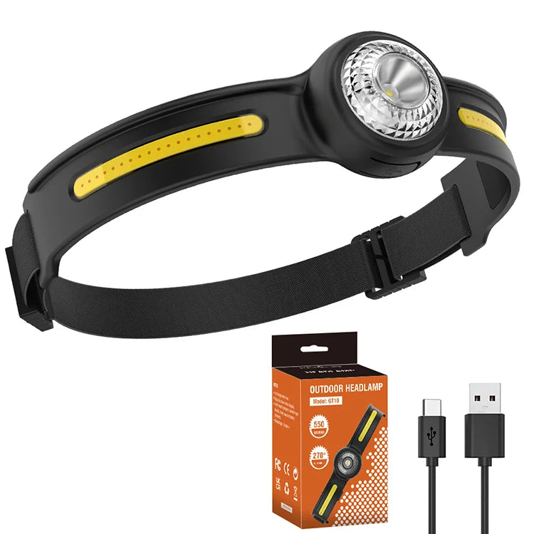 Boruit 550lm Lumen Led Headlamp Super Wide Beam Range Faro Potente P[ara Caza with Spot Light 7hrs Runtime for Camping Hunting