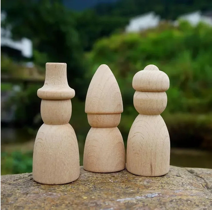 Wholesale DIY craft unpainted wood Peg Dolls for KID DIY wood button
