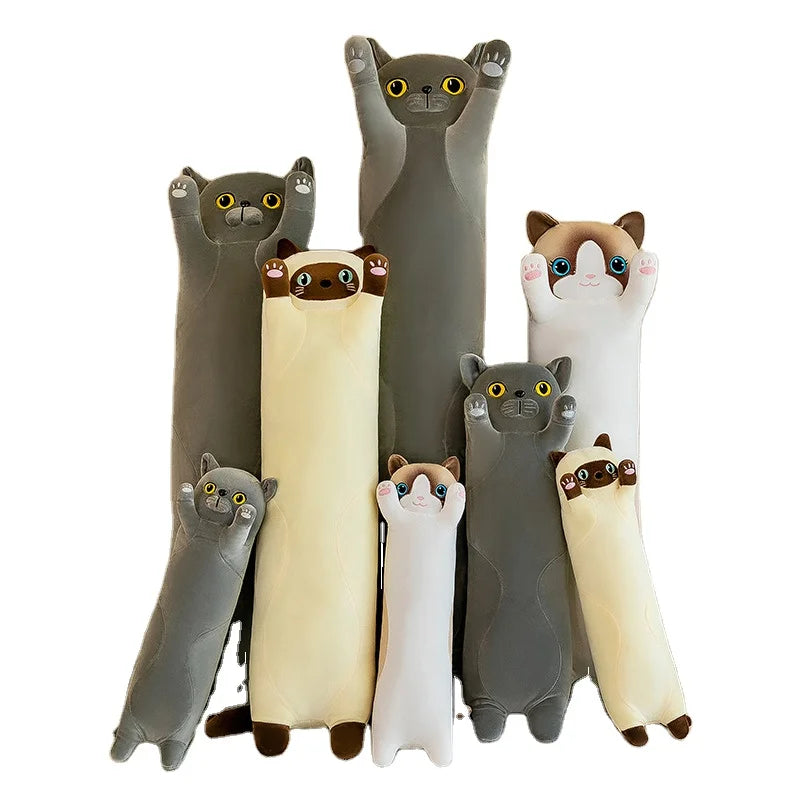 50/70/90/110/130cm Custom Long Cat Plush Cuddly Long Cat Plush Body Pillow Adorable Super Soft Long Cat Pillow Hug Bed Pillow