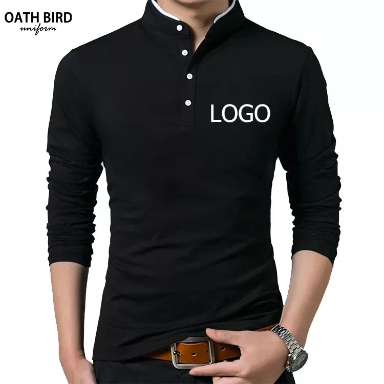 High Quality Men's Casual Regular Fit Knitted Solid Color Golf Custom Logo Simple Long Sleeve Anti-Wrinkle Eco-Friendly Shirts