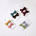 2pcs/set Custom Baby Hair Accessories Sweet Bow Hairgrips Pearl Velvet Hair Clips Set for Kids