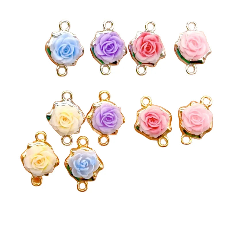 Alloy Rose Bracelet Jewelry Connectors Charms Links for Mother's Day Valentine's Day Jewelry Making