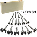 Free Shipping 16PCS 6-54mm High Carbon Steel Forstner Tips Woodworking Tools Hole Saw Cutter Hinge Boring Drill Bits Round Shank