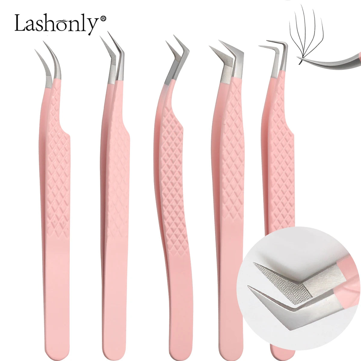 Stainless Steel Made Fiber Tip Tweezer Lash Applicator Diamond Tip Tweezers for Lash Extension