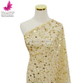 HY2426-4 New Gold Heavy Weight Sequin Tulle Lace Fabric With Pearl Woman Wedding Evening Dress
