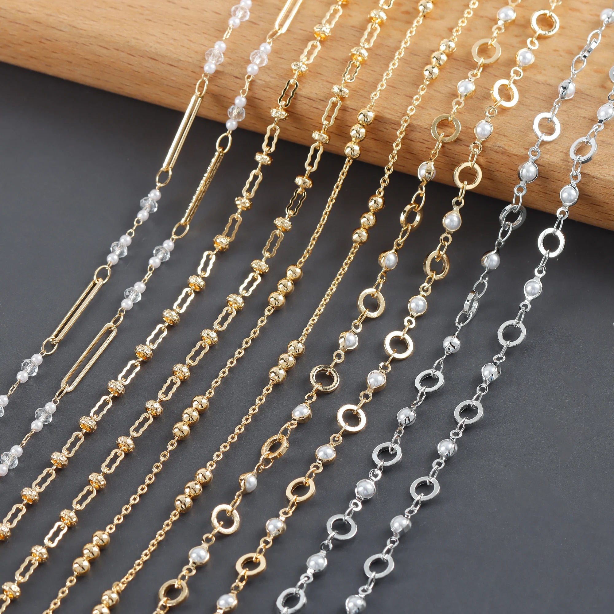 GUFEATHER C237 1m/lot Simple Style Plastic Pearl Metal Chain Diy Choker Necklace for Women Jewelry Accessories in Bag