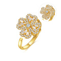 Dropshipping Rotate Flower Rings Open Size 18K Gold Plated Rhinestones Fashion Rings for Lady Wholesale 2022 New Jewelry