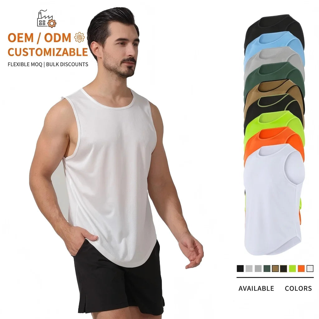 Custom Sleeveless Men Shirt Sports Running Vest Casual Gym Man T-shirts for Fitness