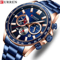 Fashion Reloj CURREN Men Watch 8418 Sports Chronograph Stainless Steel Band Watches Luminous Waterproof Quartz Men's Wristwatch