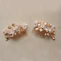 SLBRIDAL Handmade Alloy Leaf Crystal Rhinestone Zircon Porcelain Flower Freshwater Pearls Bridal Wedding Hair Comb Women Jewelry