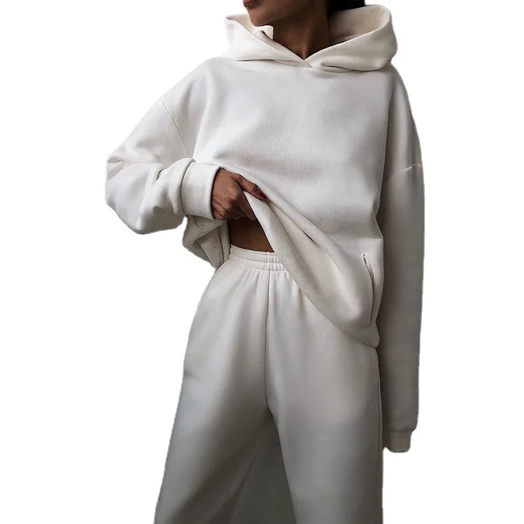 Custom logo Oversized Hoodie Blank Women's Pockets Heavyweight Hoodies Sweatshirts Joggers Pants Sets
