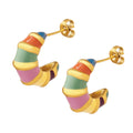Customized Size Vintage Versatile Earrings Stripe Enamel Oil Drop Colorful Geometric Contrast Colorless Earrings