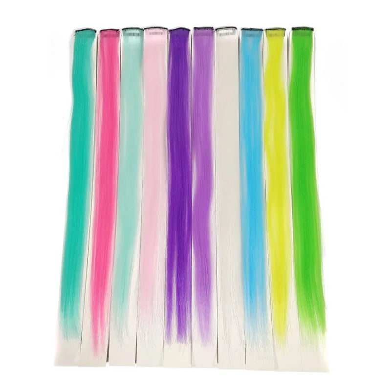 100% Luminous Glowing Hairpiece Synthetic Hair One Clip in Hair Extension 20inch Shining Hair Piece in the Darkness