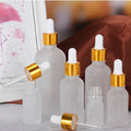 2 oz Luxury Mini 30ml 50ML Hair Eye Oil Perfume Dropper White Frost Cylinder Glass Bottle Supplier with Gold Top