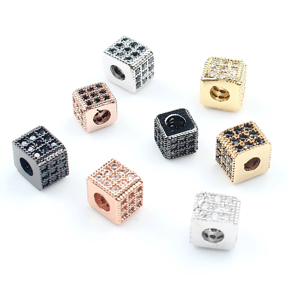 3pcs/bag 6x5mm Wholesale Brass Electroplated Multi-color Micro Pave CZ Spacer Beads for Jewelry Making MegaBDM