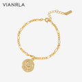 VIANRLA 925 Bracelet Silver Jewelry Star Moon Round Pendant Bracelet with Minimalist Style Daily Bracelets Drop Shipping Free La