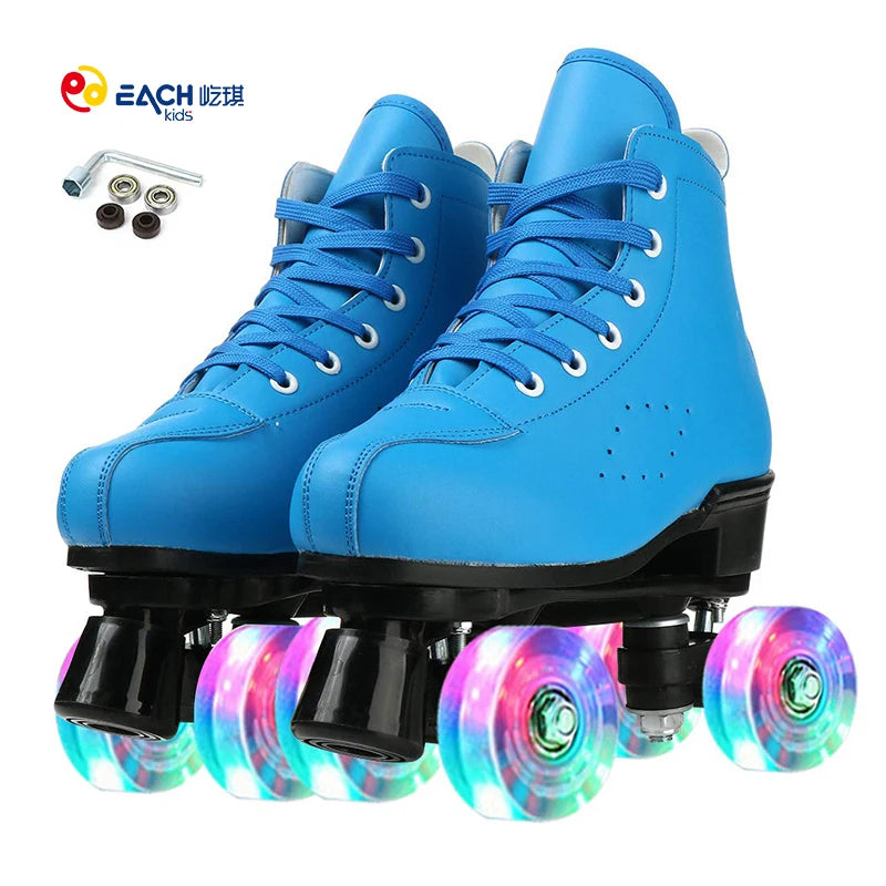 EACH New Arrival Indoor and Outdoor Skater Shoes Quad Unisex Glitter Flashing Roller Skates 4 Wheel for Women Adults