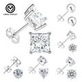 GE53 Korean Trendy Cubic Zircon CZ Stud Earrings 925 Sterling Silver Square Diamond Hypoallergenic Earring for Women Men Jewelry