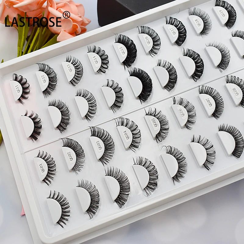 Wholesale Short Natural False Lashes D Curl Russian Volume Strip Eyelashes Private Label Deep Curl Russian Lash Strip