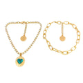 2026 Classic Style Fashion Pendant Heart Shaped Gold Plating Stone Heart Rhinestone Bangles Set Luxury Designer Jewelry Women