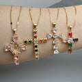 Shiny Crystal Zircon Guadalupe Madonna Cross Pendant Necklace for Women Religious Jewelry Wholesale