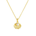 French Elegant S925 Sterling Silver 14K Gold Plated Pearl Shell Pendant Necklace for Women