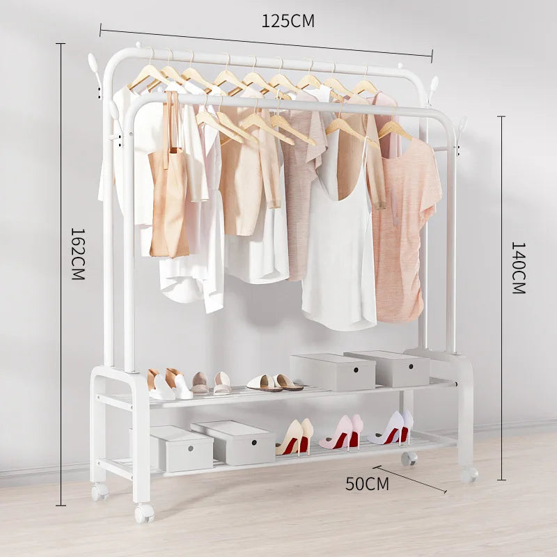 Metal Clothes Hanger for Bedroom and Balcony Simple Floor-to-Ceiling Design for Living Room Use