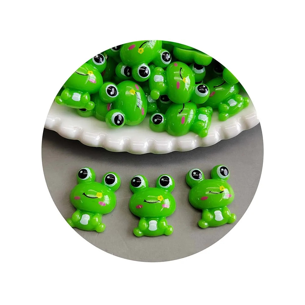 100Pcs/Lot Resin Kawaii 3D Green Frog Flatback Cabochon Embellishments for Scrapbook DIY Decor Home Figurine Crafts