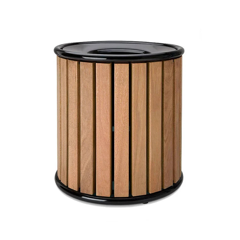 Outdoor Big Wpc Wood Garbage Receptacle Trash Can Outside Garden Street Powder Coating Wooden Recycle Waste Bin Public Dust Bin