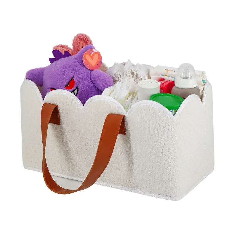 Portable Diaper Storage Basket Diaper Caddy Baby Nursery Organizer for Diapers and Baby Essentials