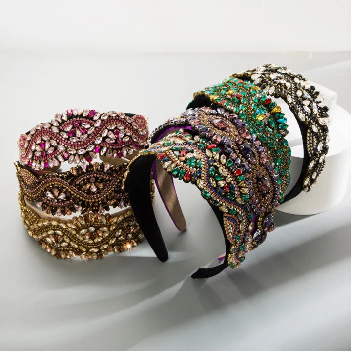 New Baroque Luxury Bling Full Diamond Jeweled Headband for Women Girls Hair Accessories
