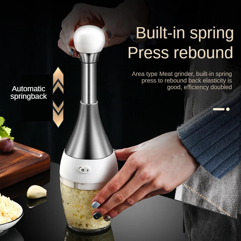 Multifunctional Household Bowling Shape Stainless Steel Vegetable Choppers  Manual Mincer Garlic Chopper Fruit Blender
