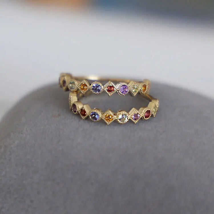 Gold Plated 925 Sterling Silver Colored Crystal Cz Finger Rings Open Adjustable S925 Silver Colored Zircon Rings
