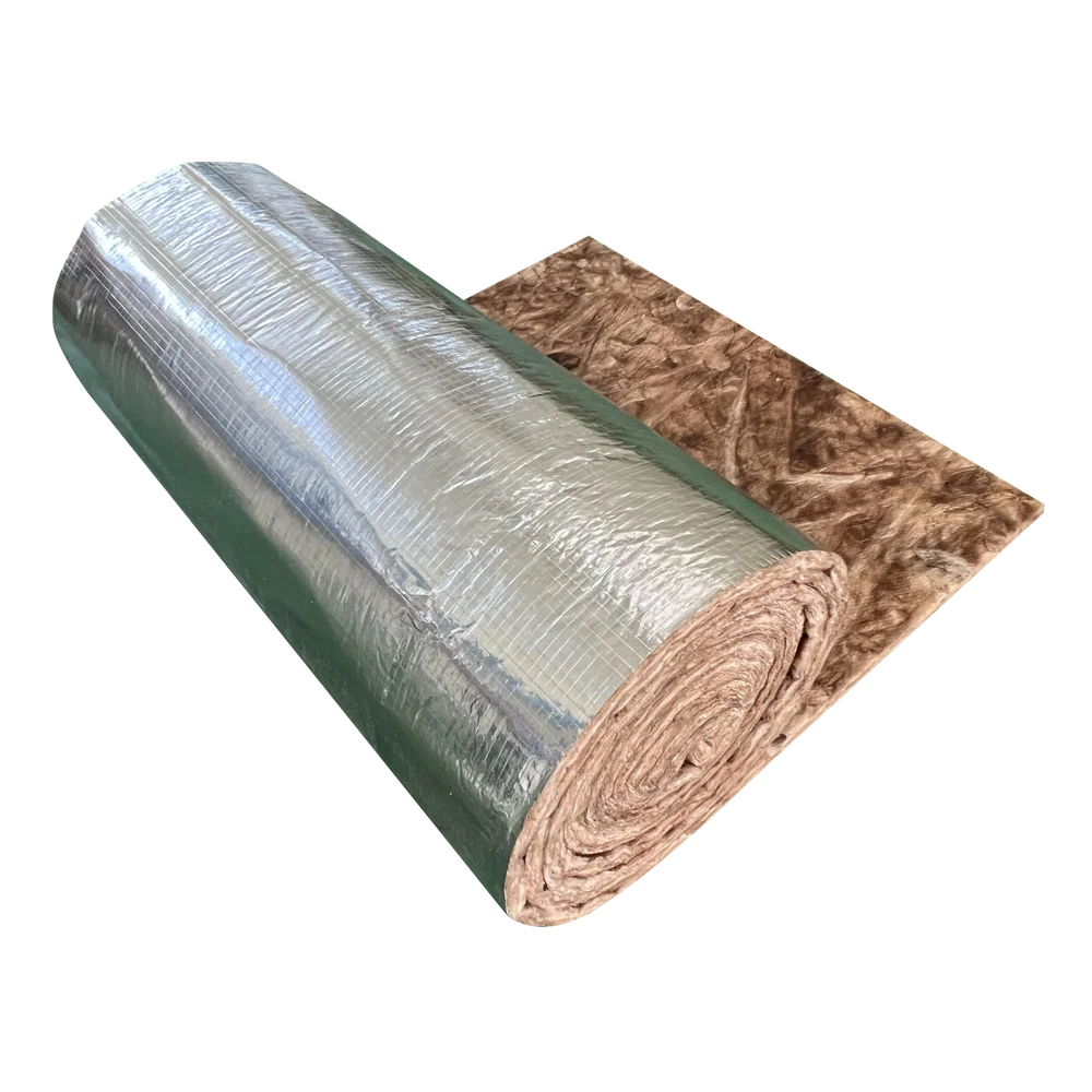 UET Eco Brown Fiberglass Blanket Roll Insulation Glass Wool  with Aluminum Foil Facing 55mm 100mm