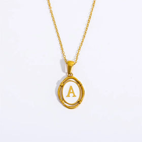 26 Letters NecklaceGold Color with Shells Titanium Steel English Letter Pendant Necklace Jewelry Gift for Women