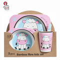Bambooware Children's Cutlery Set Bamboo Fiber Cutlery Includes Dinner Plate Cup Spoon Fork Bowl