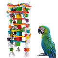 Durable Bird Chew Toys for Parrots Cockatiels Cockatoo Colorful Wood Cage with Hanging Swing and Beads for Budgies