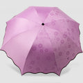 Wholesale 3-Fold Magic Traditional Design Flower Umbrella Water-Printed Color-Changing Minimalist Style Manual Control Rainproof MegaBDM