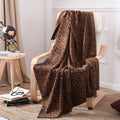 Bw Oeko-tex Soft Knitted 100% Cotton Jacquard Crochet Throw Baby Adult Grey Mocha Leopard Blanket 120x180cm Skin-Friendly