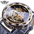 Winner Watch Luxury Transparent Case Casual Leather Strap Mens Watches Fashion New Mechanical Skeleton Men Watch Montre Homme