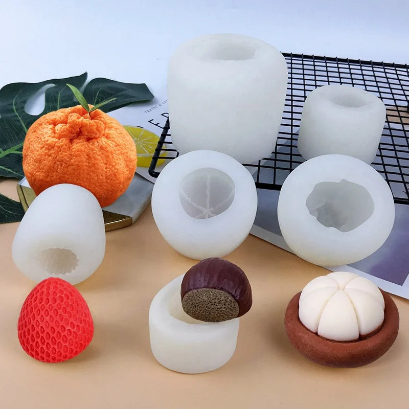 B-5206 Fruits Chestnut Manual Soap Scented Candles Plaster Indoor  Desktop Decoration Crystal Glue Resin Mold Silicone 3D Mould