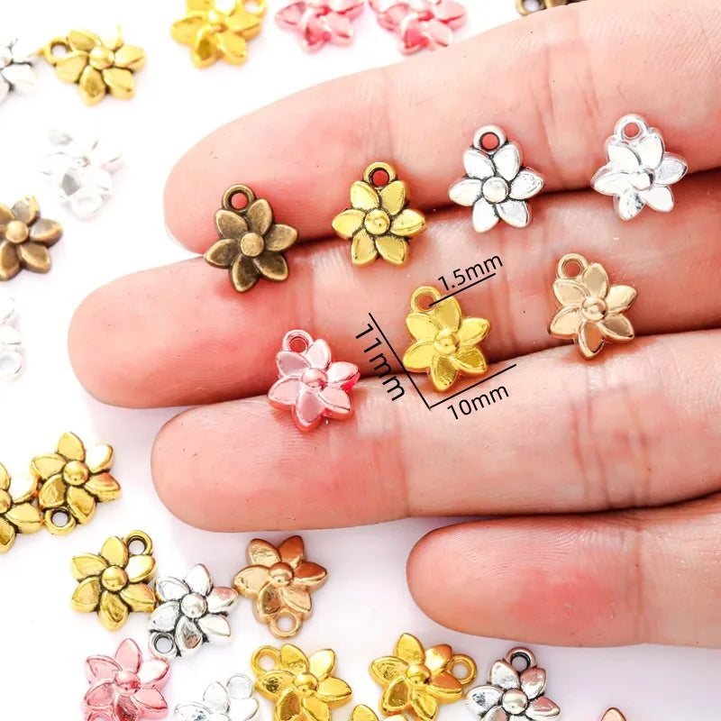 7 Colors 100pcs/bag Flower Charms for Jewelry Making Earrings Pendants Necklaces Bracelet Accessories 11*10mm Q1159