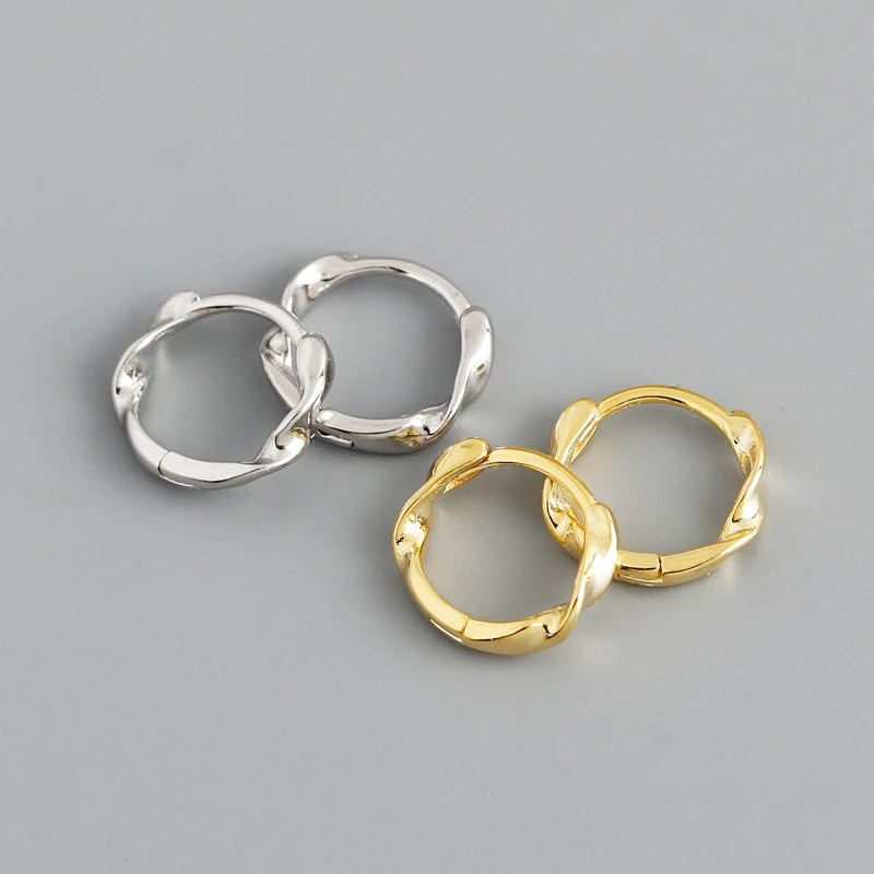 2024 Drop Shipping NEW 925 Sterling Silver Twist Circle Gold Plated Hoop Earring  for Women
