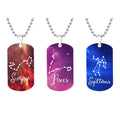 Personalized Colorful 12 Zodiac Signs Stainless Steel Ball Chain Rectangle Pendant Necklaces Wholesale