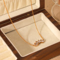 French Dainty Crown Shape Inlaid Zircon Necklace Stainless Steel 18K Gold Plated Fine Jewelry Necklace