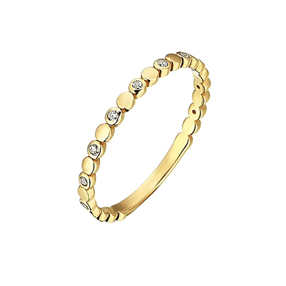Manufacturers Wholesale High Quality 925 Sterling Silver Jewelry Minimalistic Round Bead Zircon Bezel Dot Ring in Gold Plated
