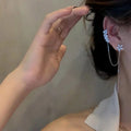 G1389 New Fashion Women Ear Bone Clip Flower Star Zircon Long Tassel Cuff Earrings Jewelry Personality Crystal Earring Ear Studs