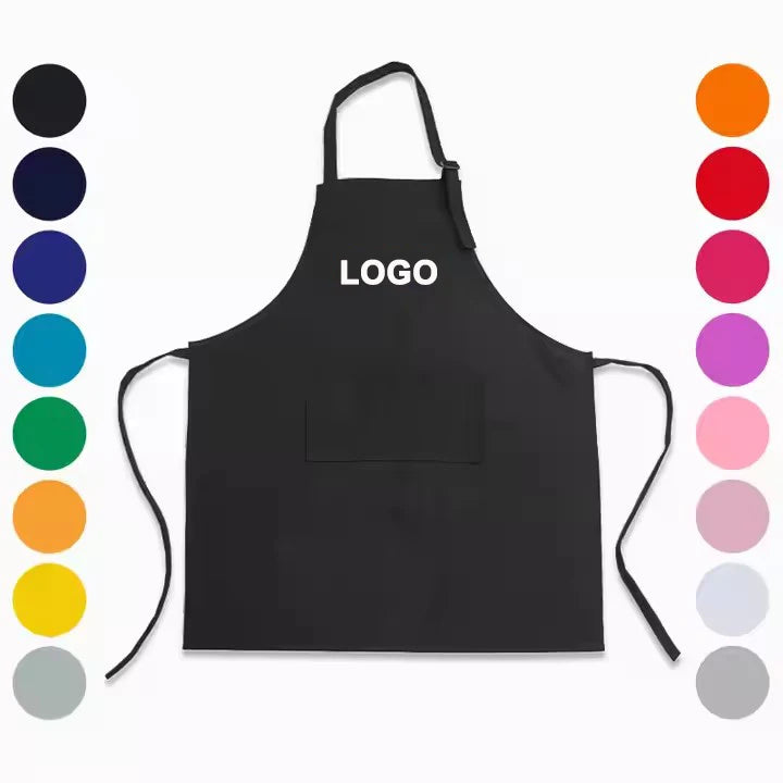 Wholesale Unisex Adults Coffee Waiter Kitchen Custom Design Multi Functional Black White Polyester Aprons for Men Women