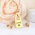 Romantic Lock Key Love Promise 18k Gold Plated Gift Wholesale Stainless Steel Jewelry Set  for Women